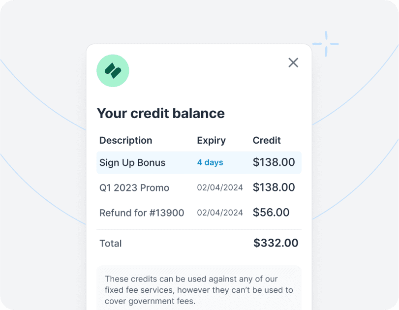 Credits for legal services