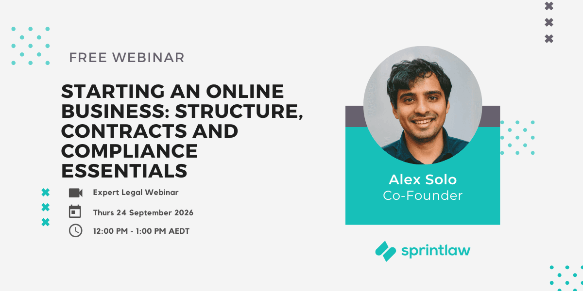 Webinar thumbnail for Starting an Online Business: Structure, Contracts and Compliance Essentials.